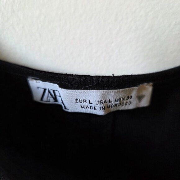 EUC ZARA BLACK SCOOP NECK BODYCON MIDI DRESS MINIMALIST SIZE L - Picture 11 of 14